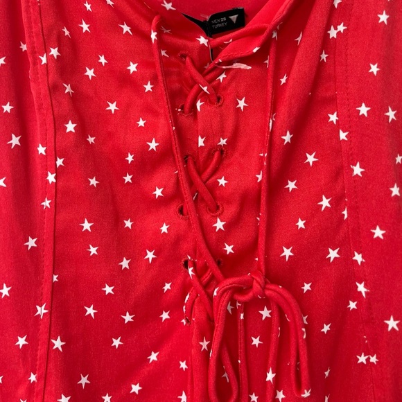 NWT ZARA Red Star Lace-Up Bodysuit S - Picture 7 of 14